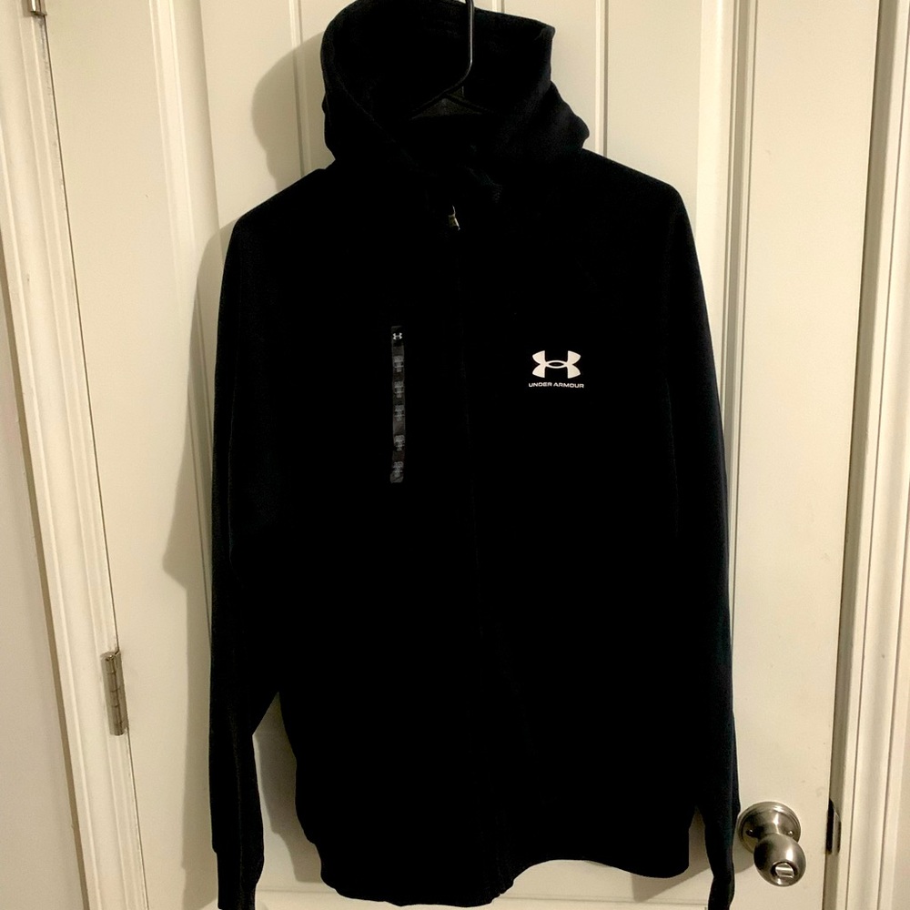 Under Armour black rival fleece zip up hooded jacket